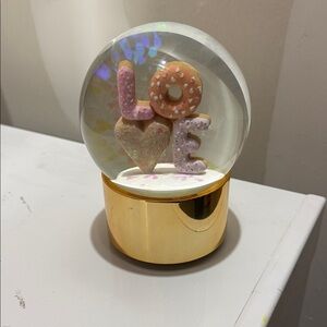 Love Snow Globe with Gold Base